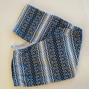 Lands' End Chevron Pull On Pajama Pants XL 18 Blue White